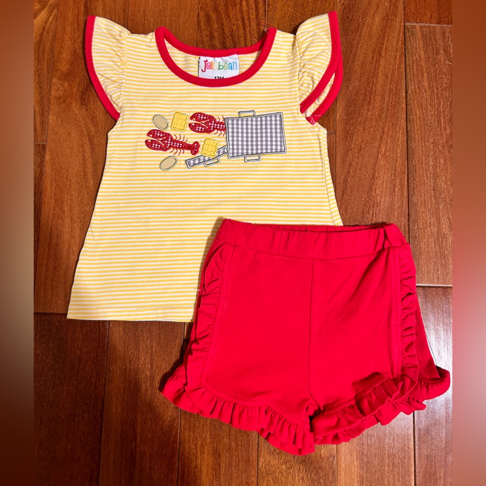 Jelly Bean by Smock Candy Crawfish Boil Applique Ruffle Short